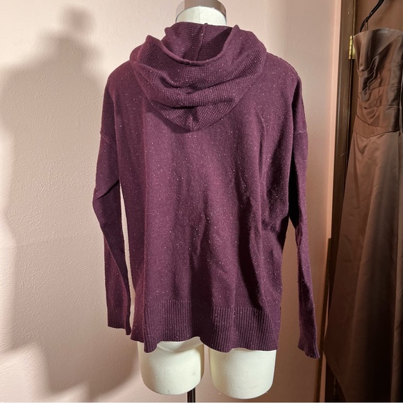 C&C California Burgundy Plum Purple red Wool hooded zip front Cardigan Sweater - Picture 15 of 15